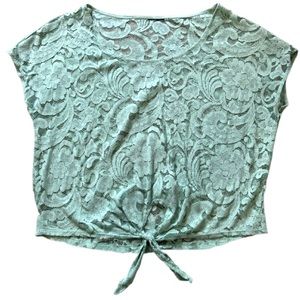 Teal Sheer Knotted Tee